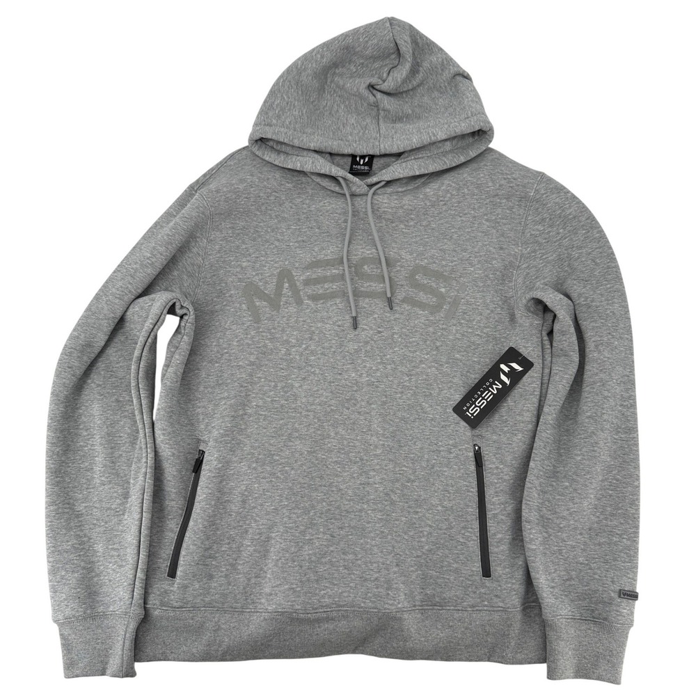 Messi Collection Mens XL Heather Gray Pullover Hoodie Zipper Pockets NWT